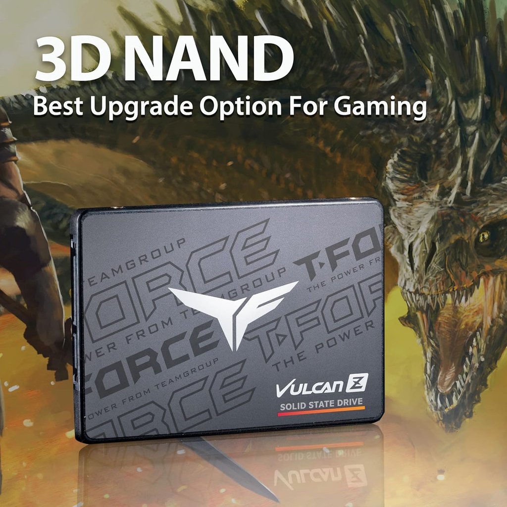 TEAMGROUP T-Force Vulcan Z 512GB SLC Cache 3D NAND TLC 2.5 Inch SATA III Internal Solid State Drive SSD (R/W Speed up to 530/470 MB/s) T253TZ512G0C101