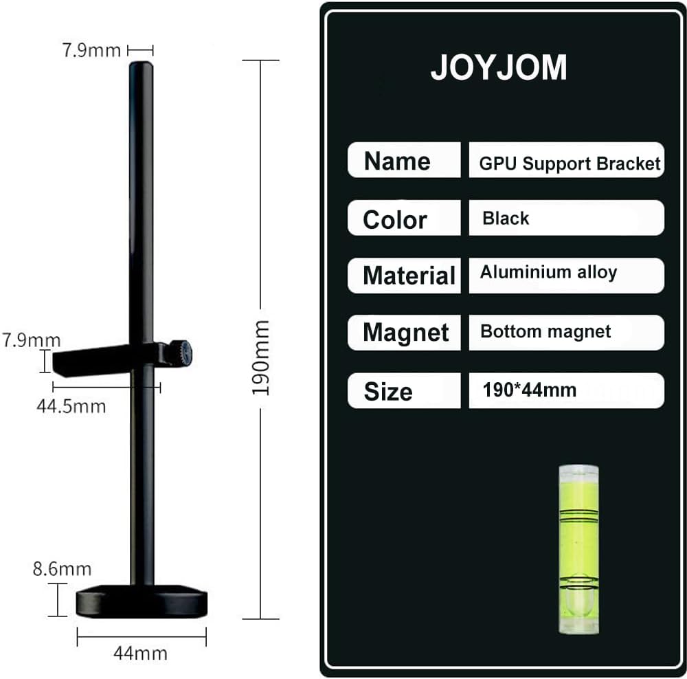 GPU Support Bracket | Adjustable Aluminum Anti-Sag Bracket with Hidden Magnet | 19cm Anti-Slip Pad
