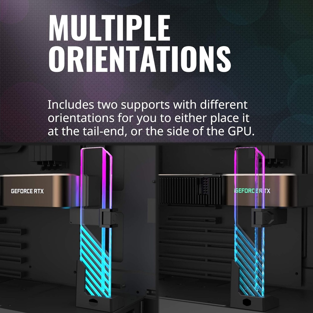 Cooler Master MasterAccessory ARGB GPU Support Bracket | Edge-Lit ARGB Tempered Glass, Universal with Multiple Orientations