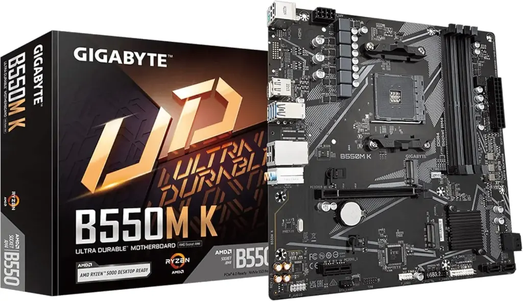 GIGABYTE B550M K Motherboard, Supports AMD AM4 Ryzen 5000 Processors, Micro-ATX, DDR4